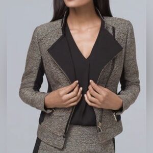 White House Black Market Tweed Moto Style Jacket size 8